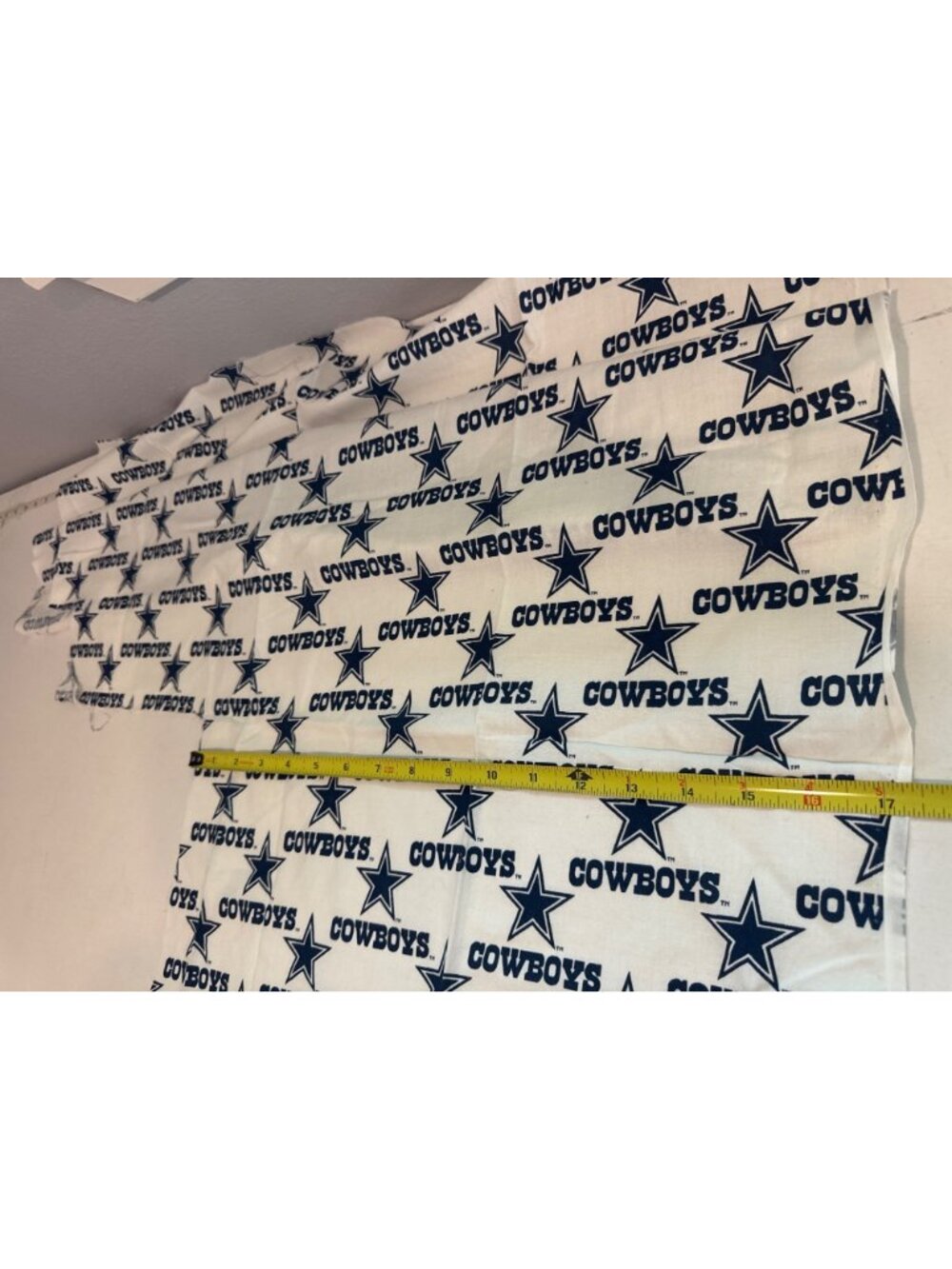 Vintage Fabric Remnant Dallas Cowboys NFL Football Team White Blue Stars Cotton - Picture 4 of 8